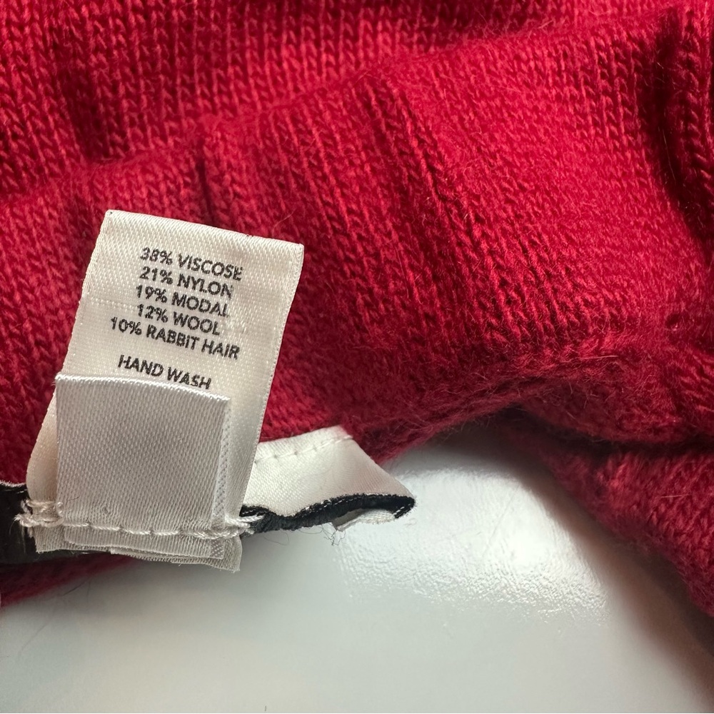 LOFT Angora Wool Blend Knit Top XL Cranberry Red Quiet Luxury Made Korea - Picture 10 of 10